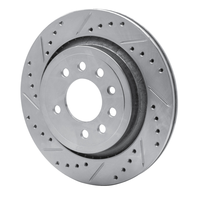 Saab 9-3X Brake Rotor (1) - Rear Left - R1 Concepts - Drilled & Slotted - Silver - `08-`11